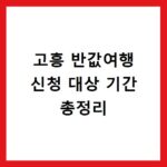 고흥 반값여행 신청 대상 기간 총정리