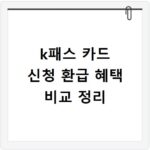 k패스 카드 신청 환급 혜택 비교 정리