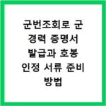 군번조회로 군 경력 증명서 발급과 호봉 인정 서류 준비 방법