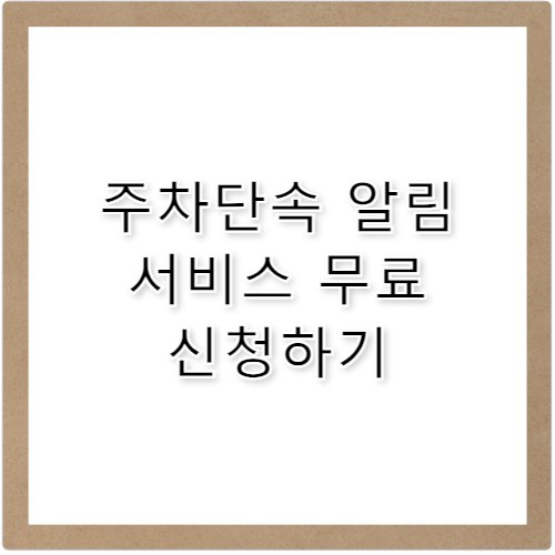 주차단속 알림 서비스 신청 벌금 예방 방법