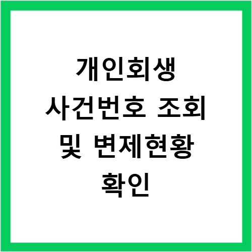 개인회생 사건번호 조회 및 변제현황 확인