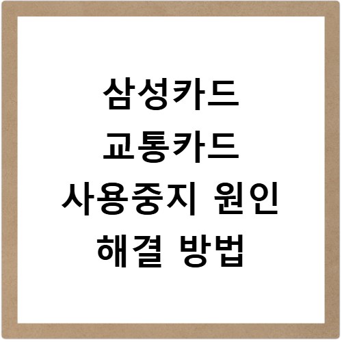 삼성카드 교통카드 사용중지 원인 해결 방법