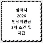 삼척시 2026 민생지원금 3차 조건 및 지급 일정 확인