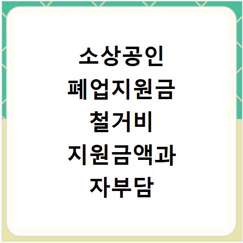 소상공인 폐업지원금 철거비 지원금액과 자부담 확인