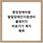 중앙장애아동 발달장애인지원센터 홈페이지 바로가기 복지 혜택 안내