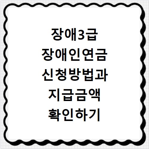 장애3급 장애인연금 신청방법과 지급금액 확인하기