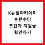 K뉴딜아카데미 훈련수당 조건과 지원금 확인하기