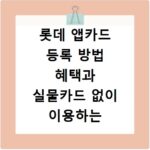 롯데 앱카드 등록 방법 혜택과 실물카드 없이 이용하는 법
