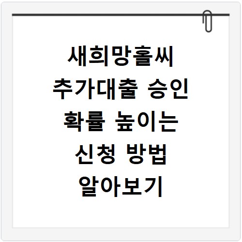 새희망홀씨 추가대출 승인 확률 높이는 신청 방법 알아보기