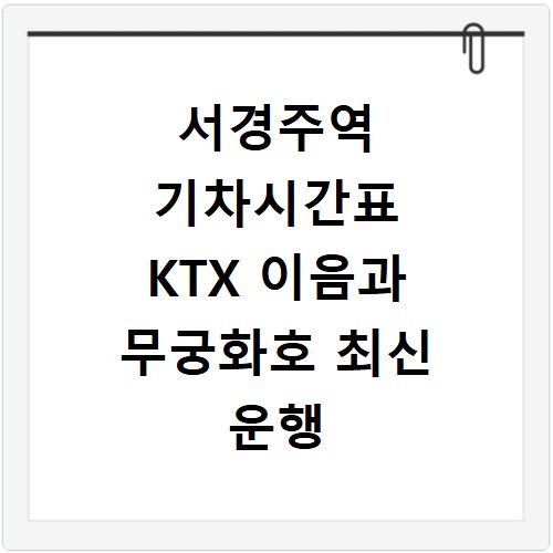 서경주역 기차시간표 KTX 이음과 무궁화호 최신 운행 정보 확인하기