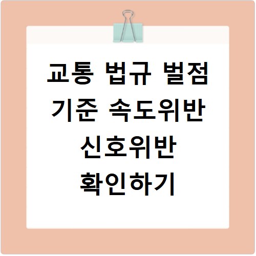 교통 법규 벌점 기준 속도위반 신호위반 확인하기