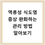 역류성 식도염 증상 완화하는 관리 방법 알아보기