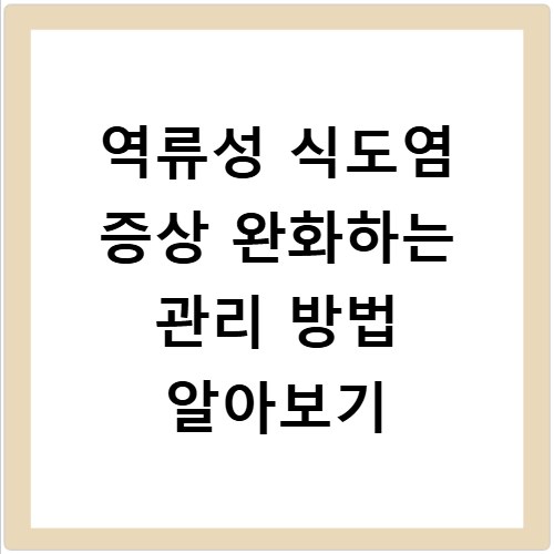 역류성 식도염 증상 완화하는 관리 방법 알아보기