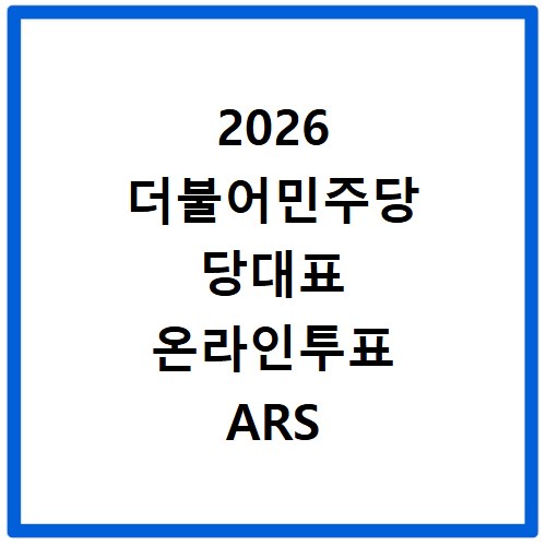 2026 더불어민주당 당대표 온라인투표 ARS 참여 방법 총정리