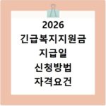 2026 긴급복지지원금 지급일 신청방법 자격요건 총정리