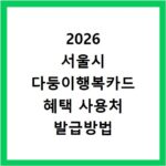 2026 서울시 다둥이행복카드 혜택 사용처 발급방법 총정리