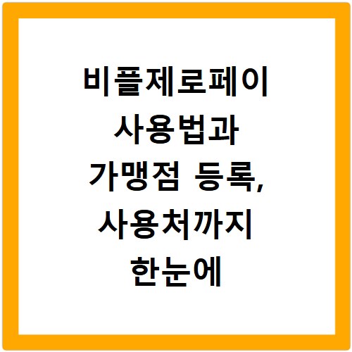 비플제로페이 사용법과 가맹점 등록, 사용처까지 한눈에 정리