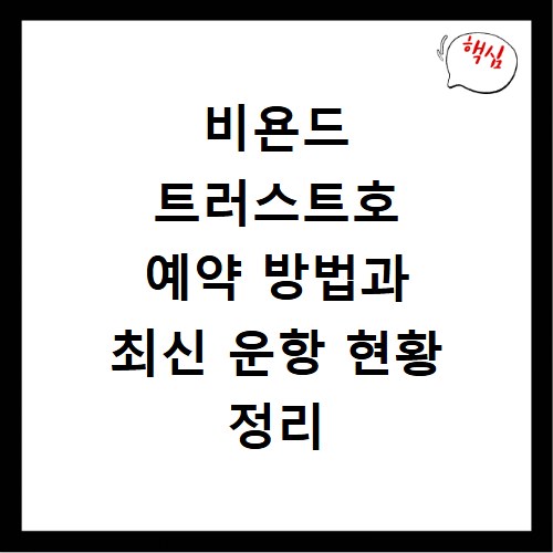 비욘드 트러스트호 예약 방법과 최신 운항 현황 정리