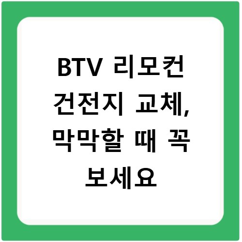 BTV 리모컨 건전지 교체, 막막할 때 꼭 보세요