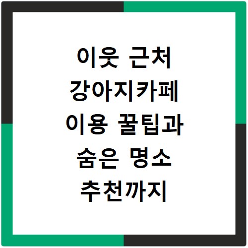 이웃 근처 강아지카페 이용 꿀팁과 숨은 명소 추천까지
