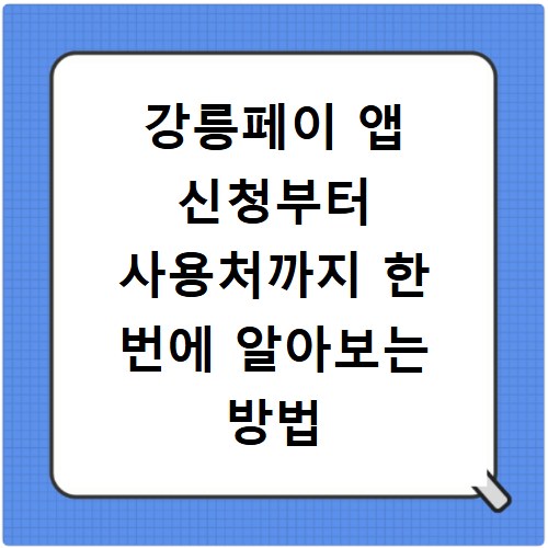 강릉페이 앱 신청부터 사용처까지 한 번에 알아보는 방법