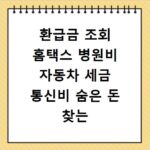 환급금 조회 홈택스 병원비 자동차 세금 통신비 숨은 돈 찾는 법