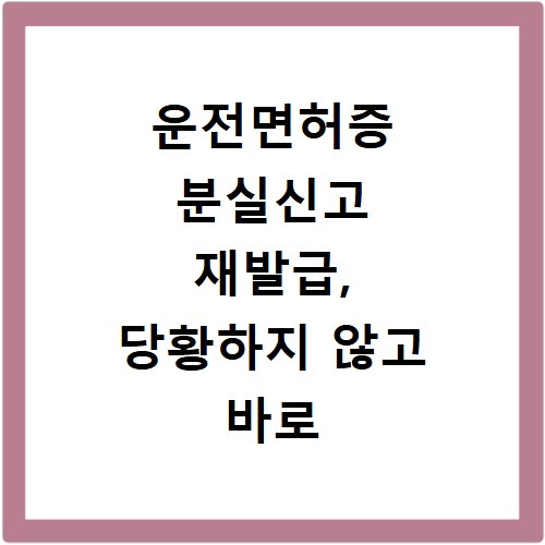 운전면허증 분실신고 재발급, 당황하지 않고 바로 처리하는 방법