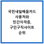 국민내일배움카드 사용처와 민간자격증, 구인구직사이트 순위 확인