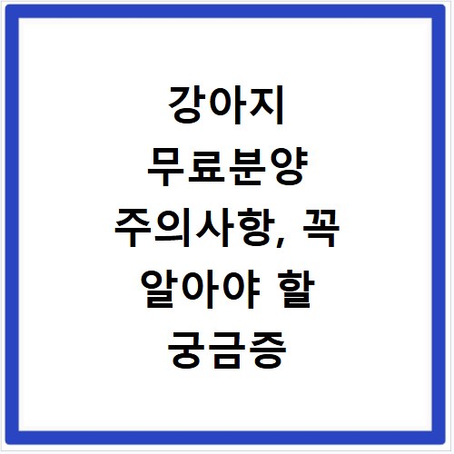 강아지 무료분양 주의사항, 꼭 알아야 할 궁금증 총정리