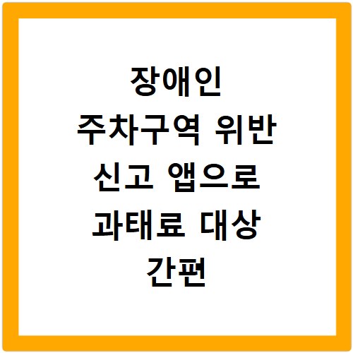 장애인 주차구역 위반 신고 앱으로 과태료 대상 간편 제보하기