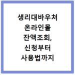 생리대바우처 온라인몰 잔액조회, 신청부터 사용법까지 한눈에