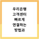 우리은행 고객센터 빠르게 연결하는 방법과 1분 체크포인트