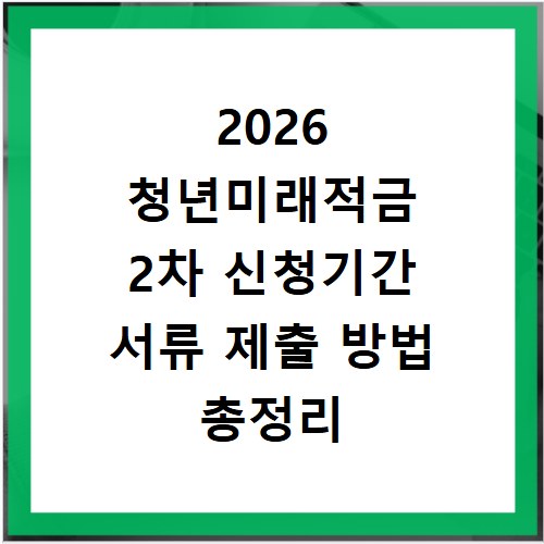 2026 청년미래적금 2차 신청기간 서류 제출 방법 총정리