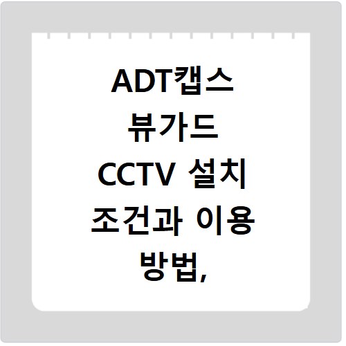 ADT캡스 뷰가드 CCTV 설치 조건과 이용 방법, 이것만 알면 끝