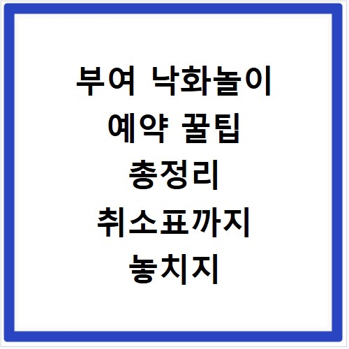 부여 낙화놀이 예약 꿀팁 총정리 취소표까지 놓치지 마세요