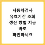 자동차검사 유효기간 조회 갱신 방법 지금 바로 확인하세요