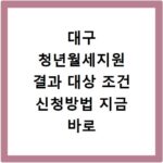 대구 청년월세지원 결과 대상 조건 신청방법 지금 바로 확인하세요