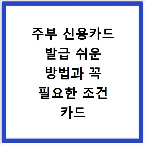 주부 신용카드 발급 쉬운 방법과 꼭 필요한 조건 카드 추천