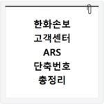 한화손보 고객센터 ARS 단축번호 총정리 전화 연결 시간