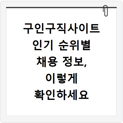 구인구직사이트 인기 순위별 채용 정보, 이렇게 확인하세요