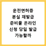 운전면허증 분실 재발급 준비물 온라인 신청 당일 발급 가능할까
