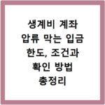 생계비 계좌 압류 막는 입금 한도, 조건과 확인 방법 총정리
