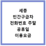 세종 민간구급차 전화번호 주말 공휴일 이용요금 조회 방법