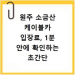 원주 소금산 케이블카 입장료, 1분 안에 확인하는 초간단 방법
