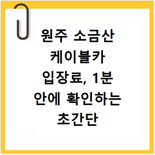 원주 소금산 케이블카 입장료, 1분 안에 확인하는 초간단 방법